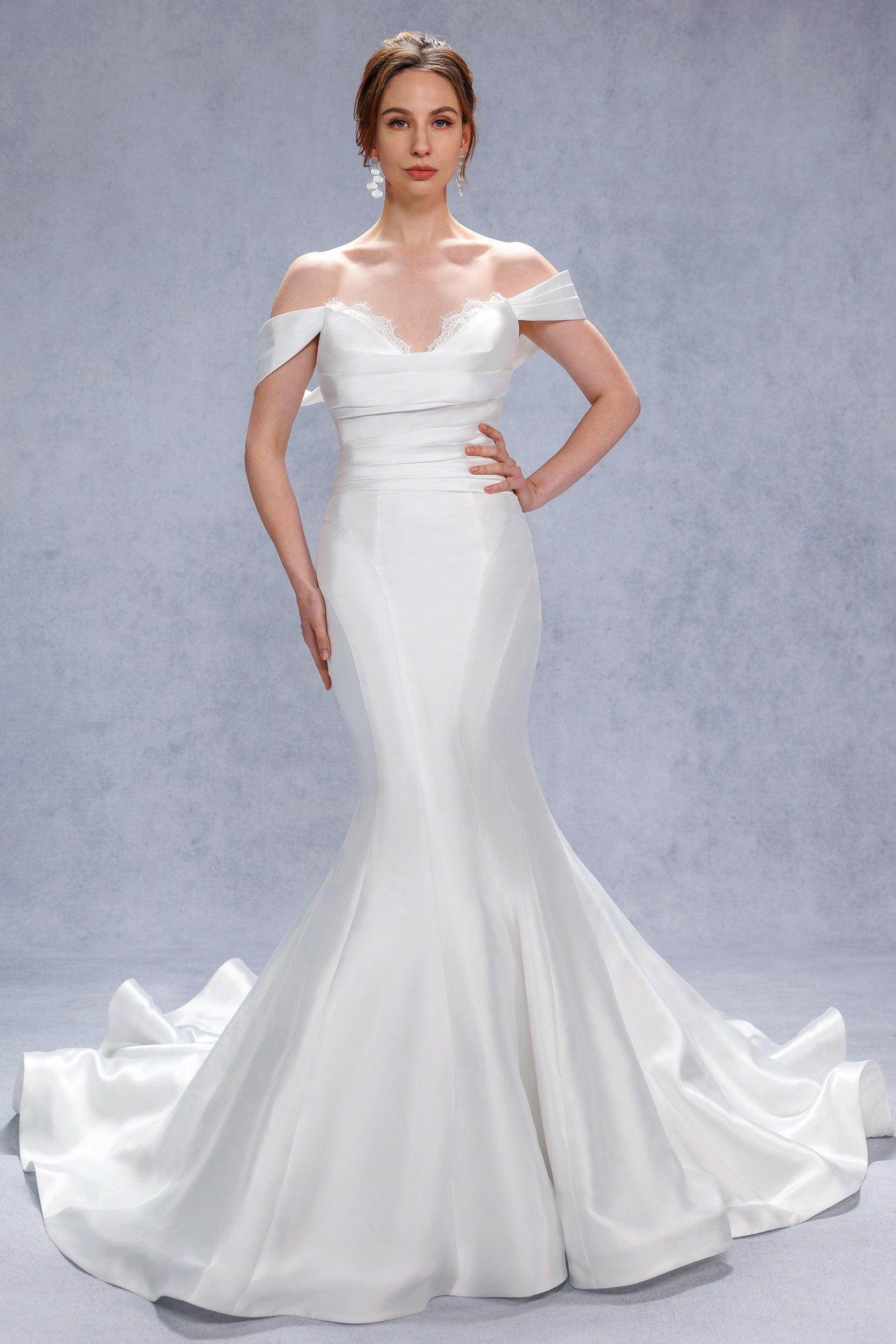 Trumpet-Mermaid Court Train Glitter Wedding Dress CW3334 - COCOMELODY